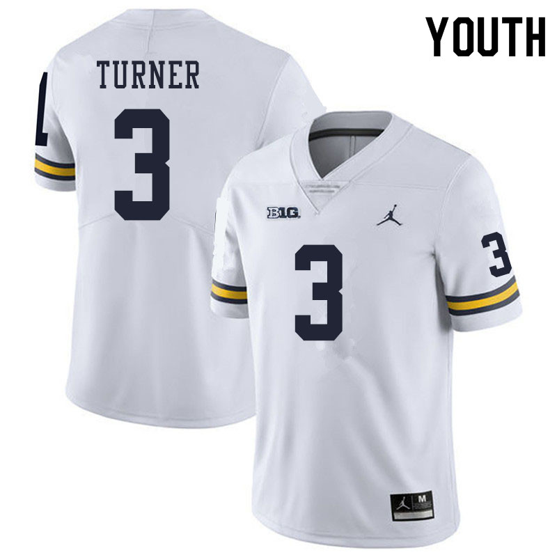 Youth #3 Christian Turner Michigan Wolverines College Football Jerseys Sale-White